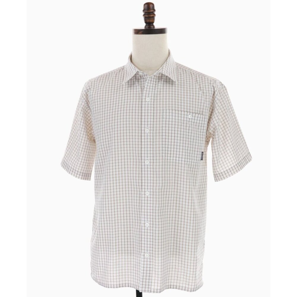 Patagonia Men's Casual Button Down Shirt - Cream and Brown